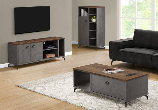 I 2831 Tv Stand - 60"L / Grey Concrete / Medium Brown Reclaimed - Furniture Depot