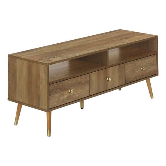 I 2835 Tv Stand - 48"L / Walnut Mid-Century With 3 Drawers - Furniture Depot (7881100787960)