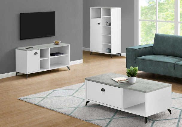 I 2840 Tv Stand - 48"L / White / Grey Cement-Look Top - Furniture Depot (7881101607160)