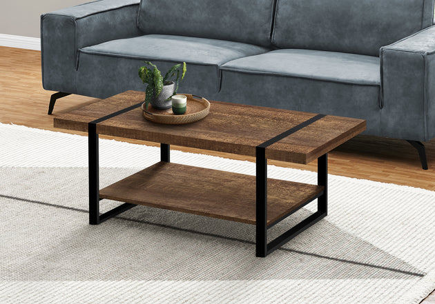 I 2850 Coffee Table - Brown Reclaimed Wood-Look / Black Metal - Furniture Depot (7881101934840)