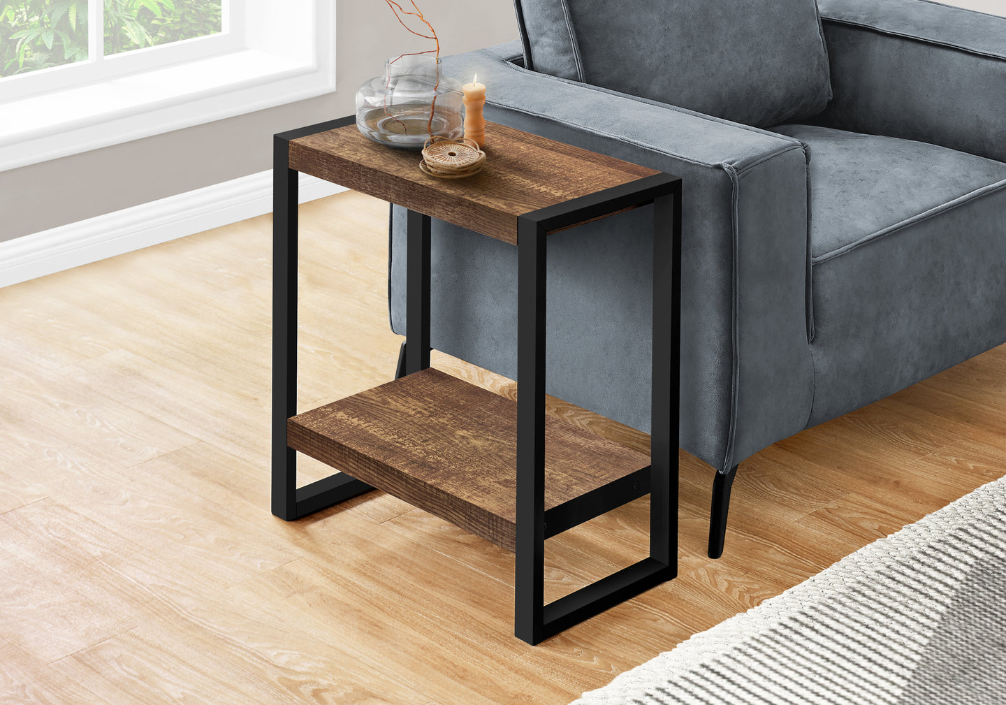 I 2852 Accent Table - Brown Reclaimed Wood-Look / Black Metal - Furniture Depot (7881102360824)