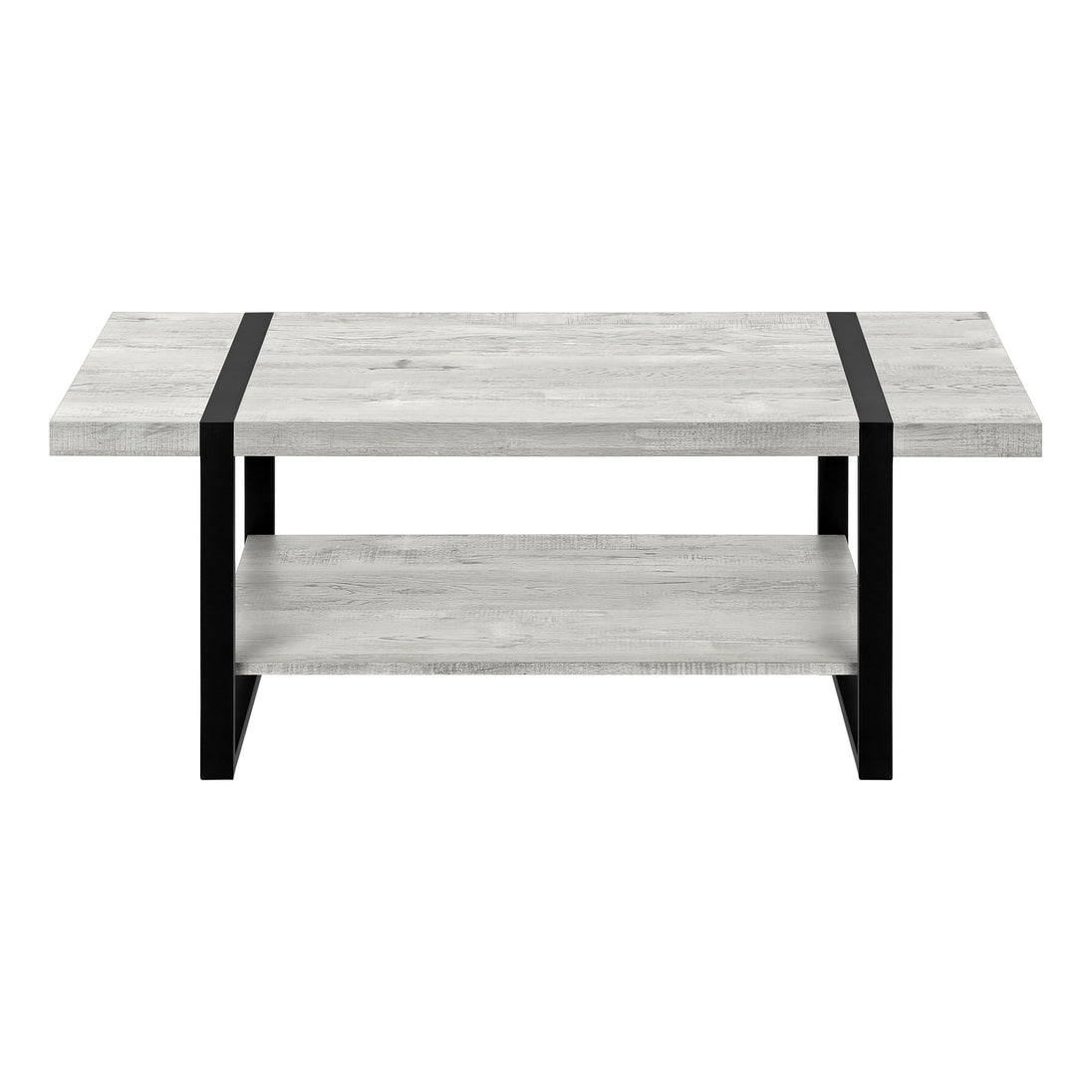 I 2855 Coffee Table - Grey Reclaimed Wood-Look / Black Metal - Furniture Depot (7881102688504)