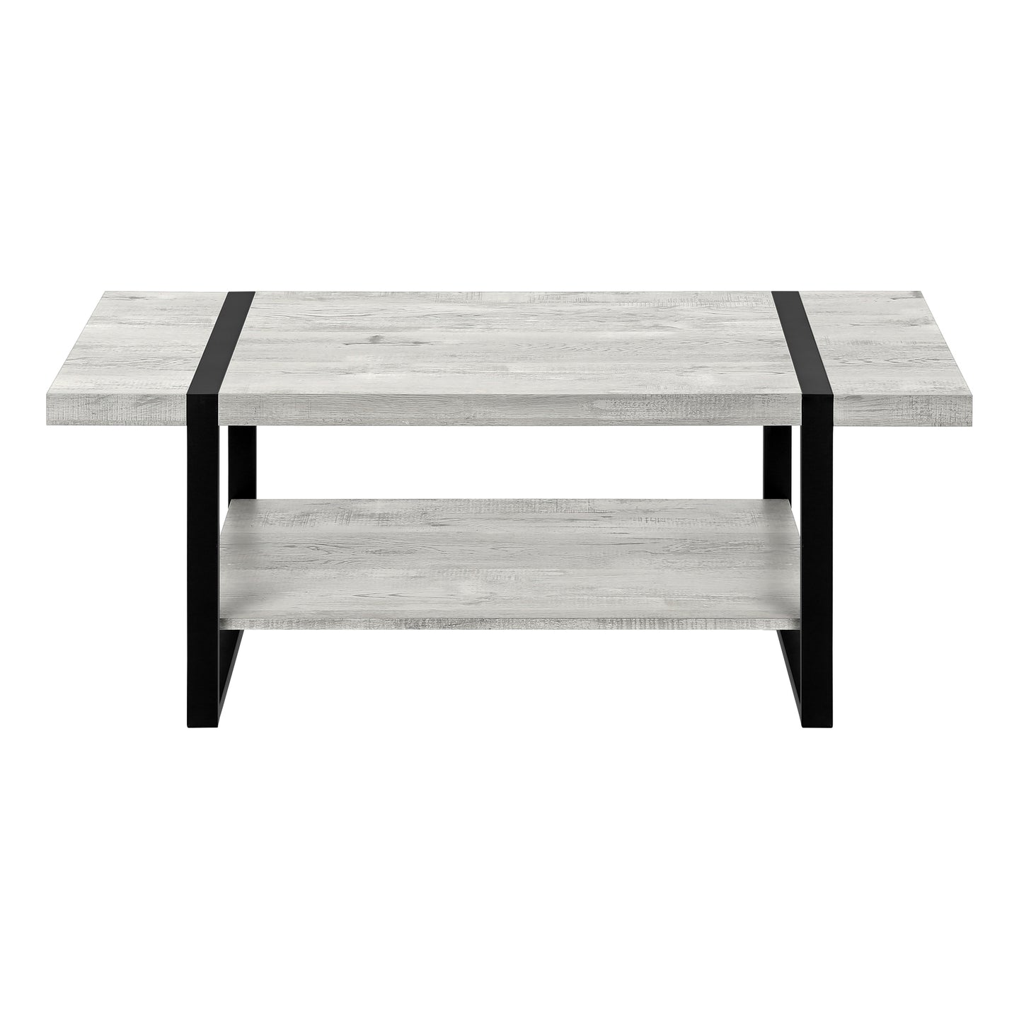 I 2855 Coffee Table - Grey Reclaimed Wood-Look / Black Metal - Furniture Depot (7881102688504)