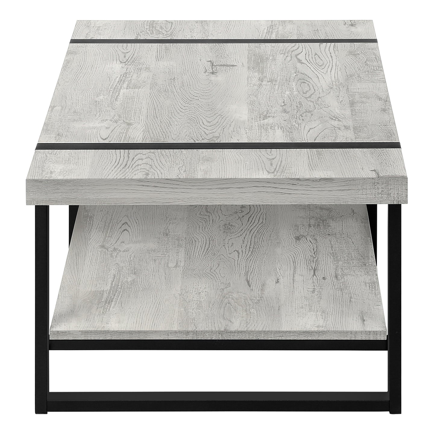 I 2855 Coffee Table - Grey Reclaimed Wood-Look / Black Metal - Furniture Depot (7881102688504)