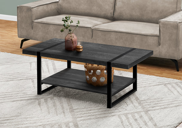 I 2860 Coffee Table - Black Reclaimed Wood-Look / Black Metal - Furniture Depot (7881103311096)