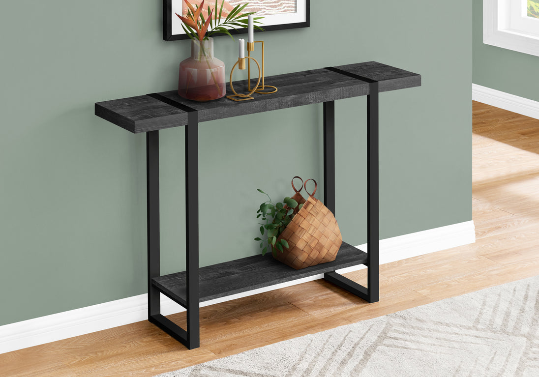 I 2861 Accent Table - 48"L / Black Reclaimed Wood-Look / Black - Furniture Depot (7881103507704)