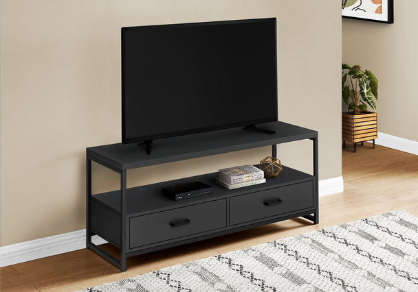 I 2870 Tv Stand - 48"L / Black / Black Metal - Furniture Depot