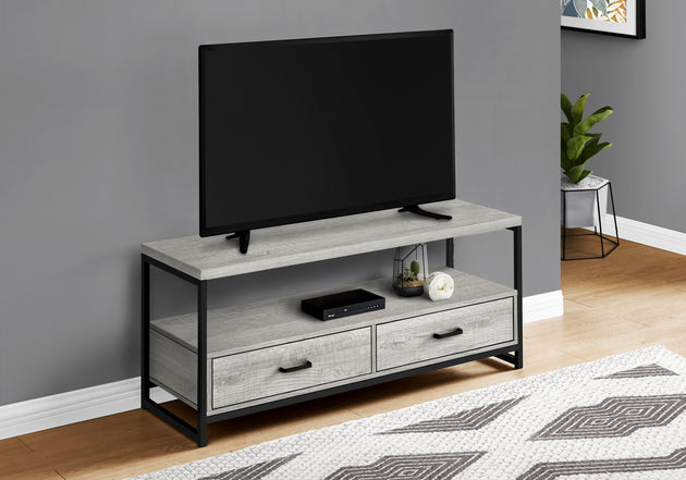 I 2871 Tv Stand - 48"L / Grey / Black Metal - Furniture Depot (7881104359672)