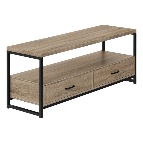 I 2872 Tv Stand - 48"L / Dark Taupe / Black Metal - Furniture Depot (7881104523512)