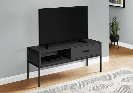 I 2874 Tv Stand - 48"L / Black / Black Metal - Furniture Depot (7881104720120)