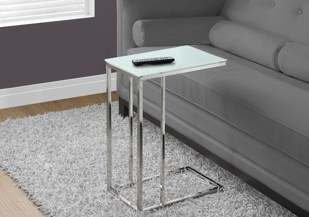 I 3000 Accent Table - Chrome Metal With Frosted Tempered Glass - Furniture Depot (7881105113336)