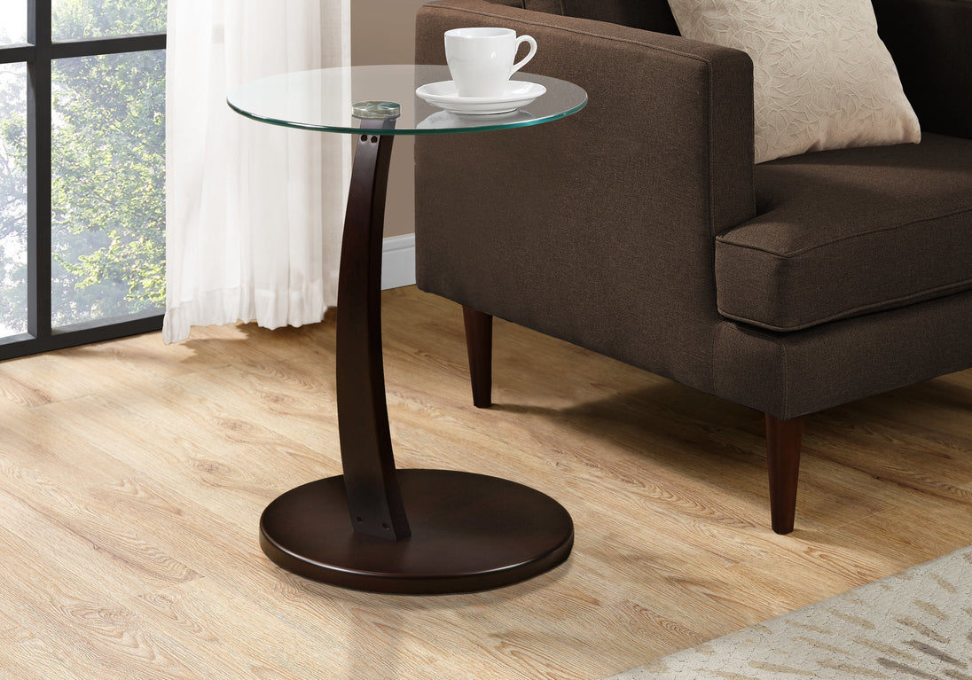 I 3001 Accent Table - Espresso Bentwood With Tempered Glass - Furniture Depot