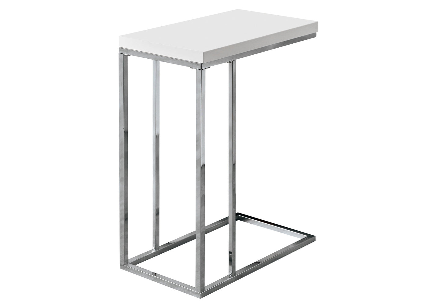 I 3008 Accent Table - Glossy White With Chrome Metal - Furniture Depot (7881105506552)