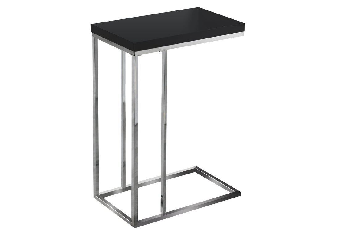 I 3018 Accent Table - Glossy Black With Chrome Metal - Furniture Depot (7881105834232)