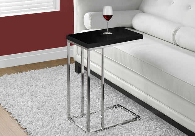 I 3018 Accent Table - Glossy Black With Chrome Metal - Furniture Depot (7881105834232)