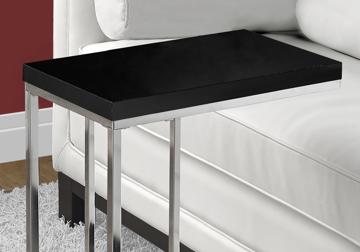 I 3018 Accent Table - Glossy Black With Chrome Metal - Furniture Depot (7881105834232)