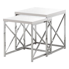 Load image into Gallery viewer, I 3025 Nesting Table - 2pcs Set / Glossy White / Chrome Metal - Furniture Depot (7881106030840)