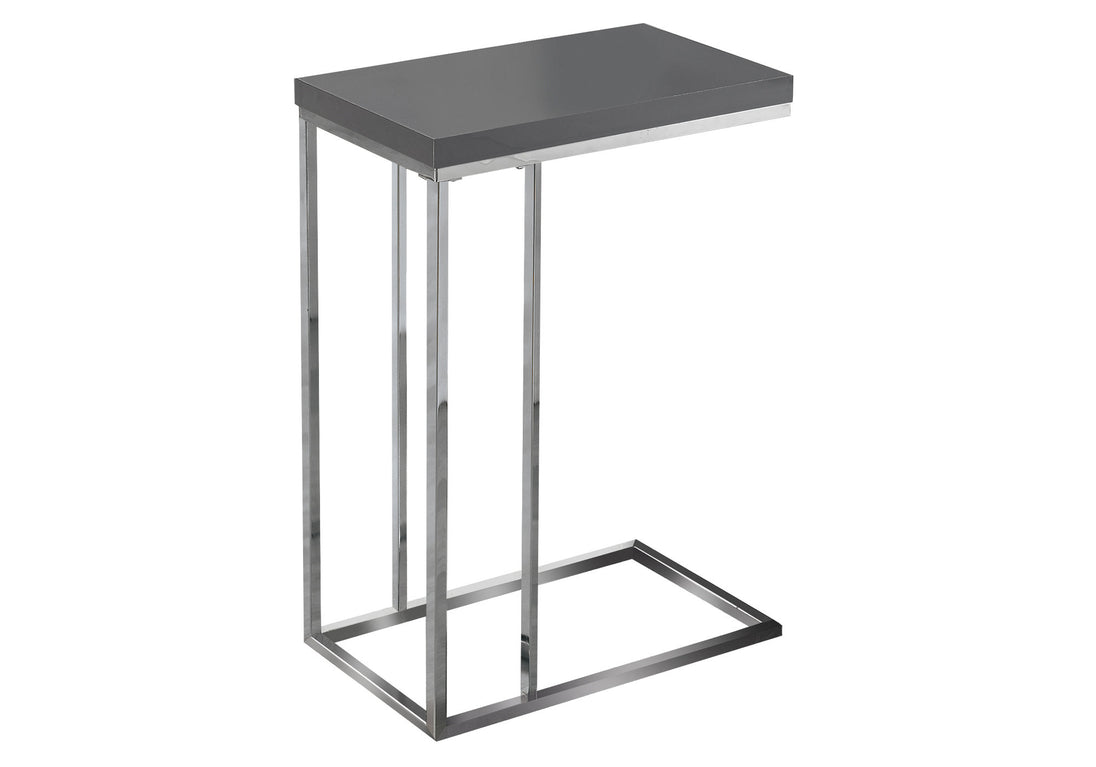 I 3030 Accent Table - Glossy Grey With Chrome Metal - Furniture Depot