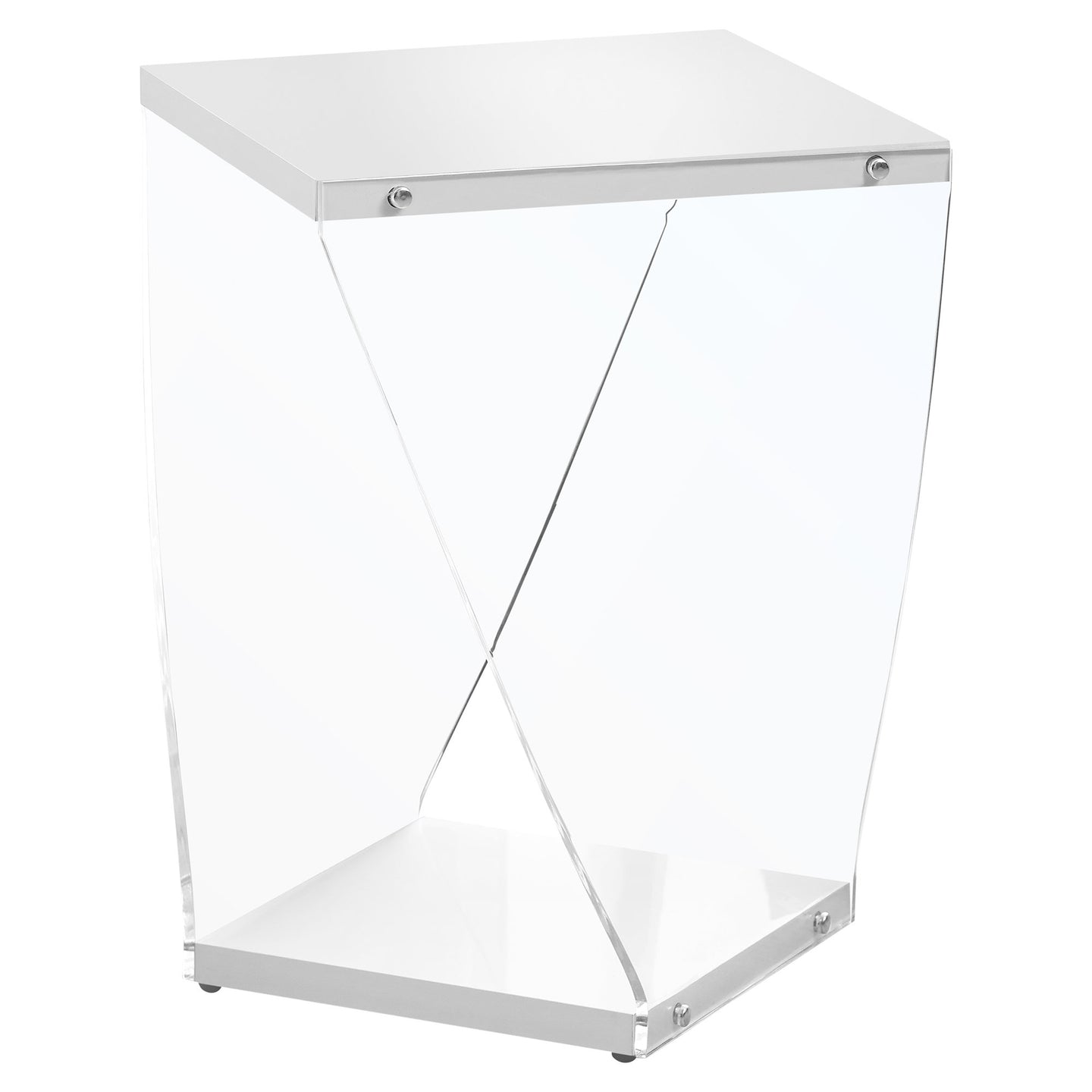 I 3033 Accent Table - 22"H / Glossy White / Clear Acrylic - Furniture Depot (7881106686200)