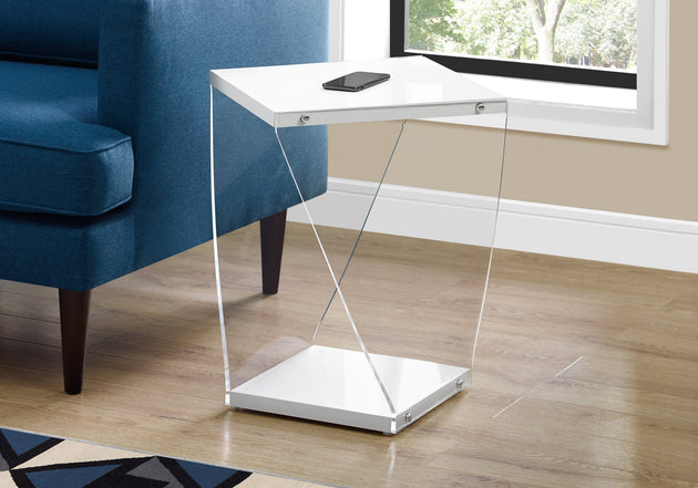 I 3033 Accent Table - 22"H / Glossy White / Clear Acrylic - Furniture Depot (7881106686200)