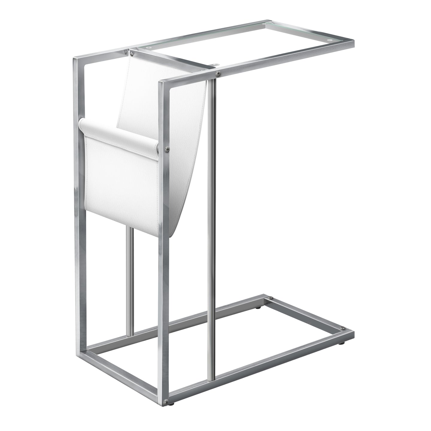 I 3034 Accent Table - White / Chrome Metal With A Magazine Rack - Furniture Depot