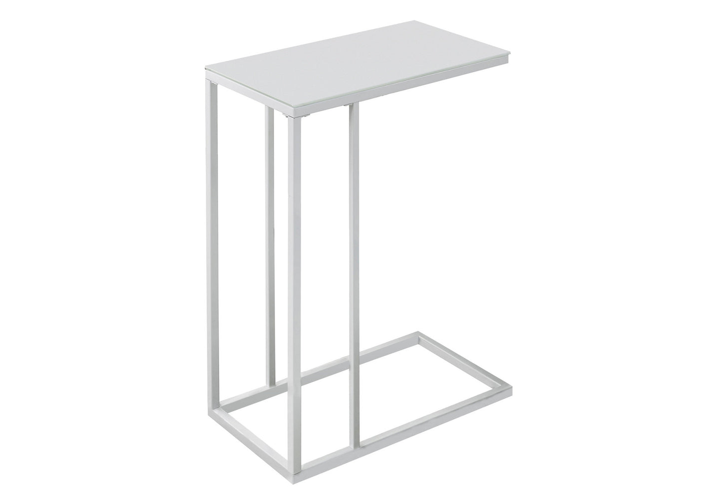 I 3037 Accent Table - White Metal With Frosted Tempered Glass - Furniture Depot (7881106850040)