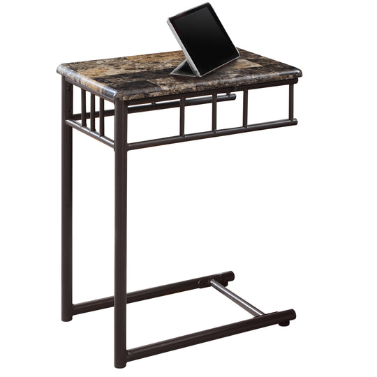 I 3043 Accent Table - Espresso Marble / Bronze Metal - Furniture Depot (7881107046648)