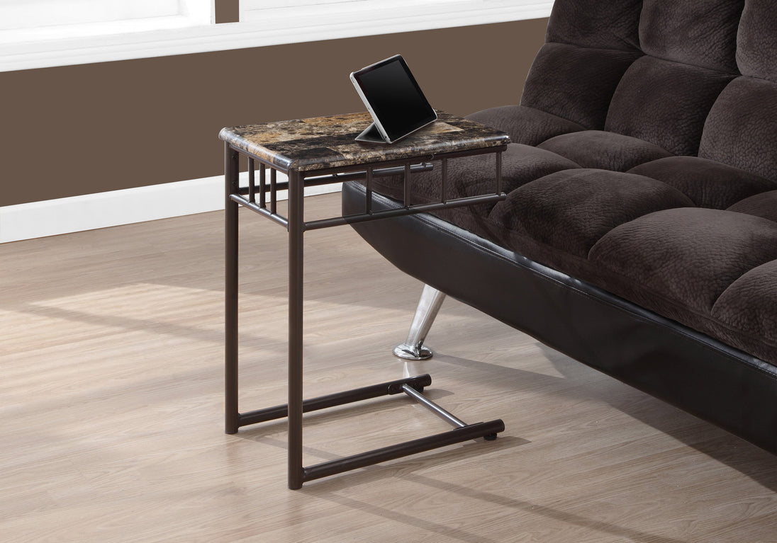 I 3043 Accent Table - Espresso Marble / Bronze Metal - Furniture Depot (7881107046648)