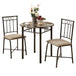 I 3045 Dining Set - 3pcs Set / Espresso Marble / Bronze Metal - Furniture Depot (7881107210488)