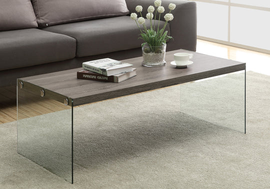 I 3054 Coffee Table - Dark Taupe With Tempered Glass - Furniture Depot (7881107603704)