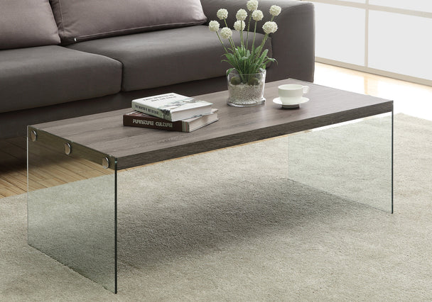 I 3054 Coffee Table - Dark Taupe With Tempered Glass - Furniture Depot (7881107603704)