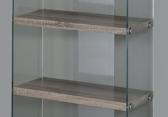 I 3060 Bookcase - 60"H / Dark Taupe With Tempered Glass - Furniture Depot (7881108062456)