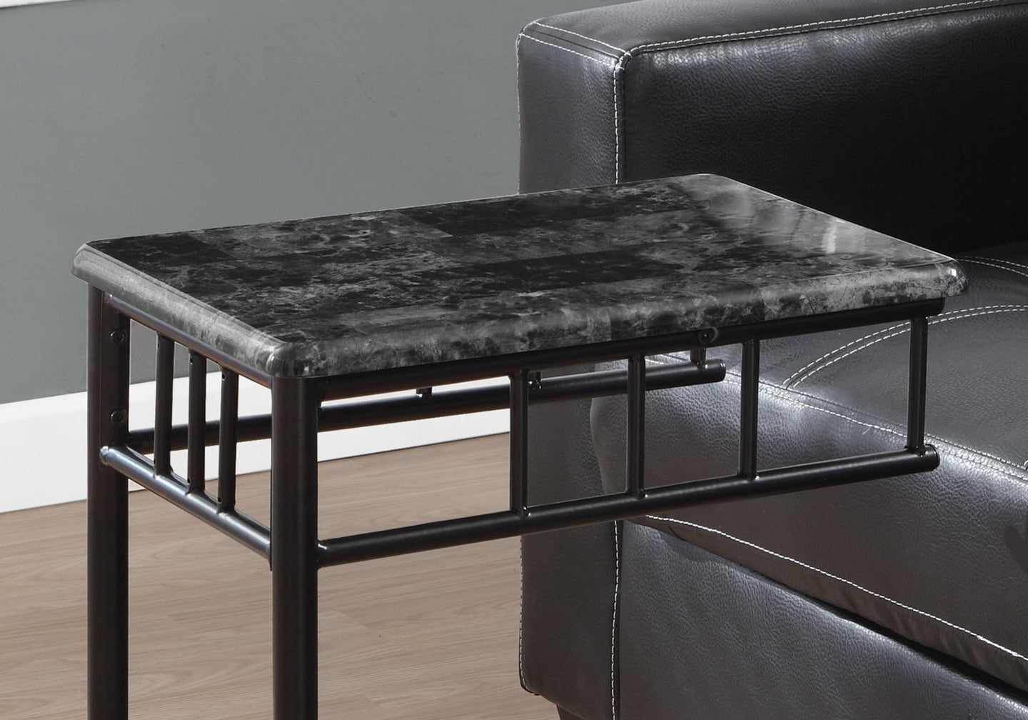 I 3063 Accent Table - Grey Marble / Charcoal Metal - Furniture Depot (7881108291832)