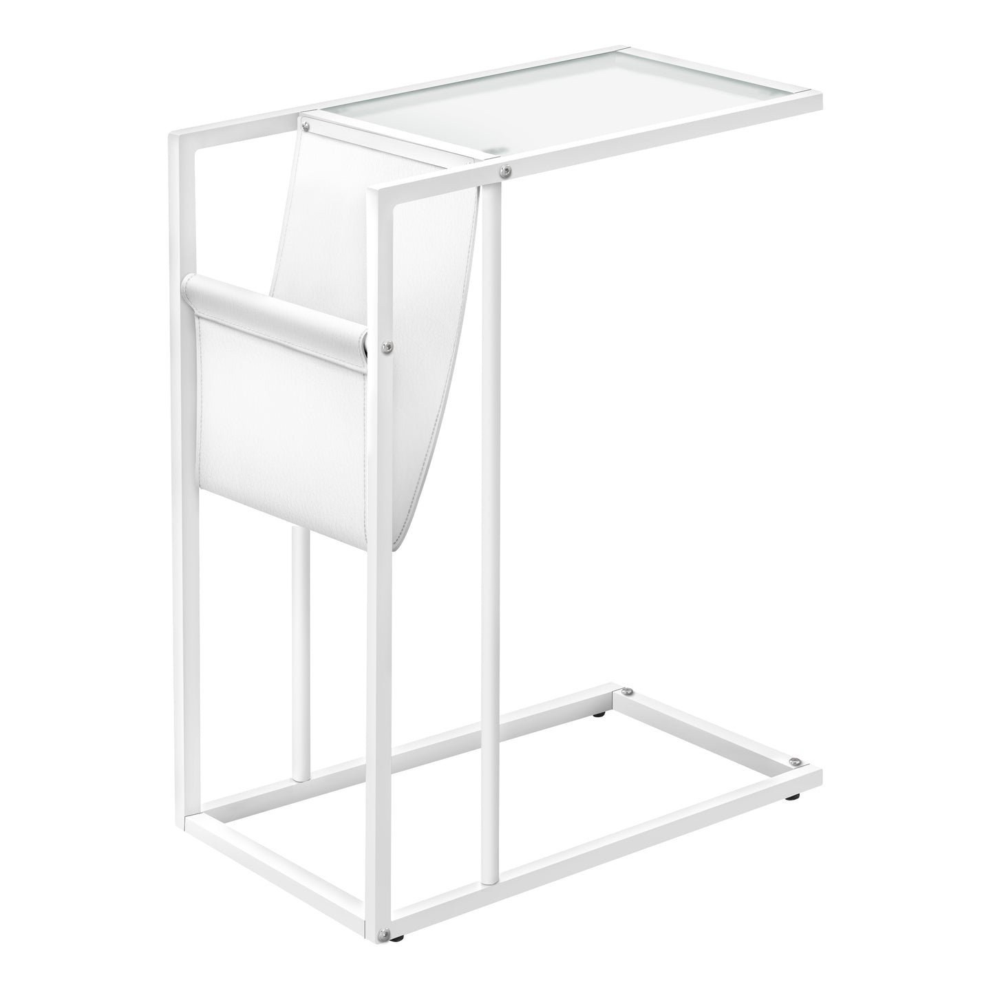 I 3067 Accent Table - White / White Metal With A Magazine Rack - Furniture Depot (7881108488440)