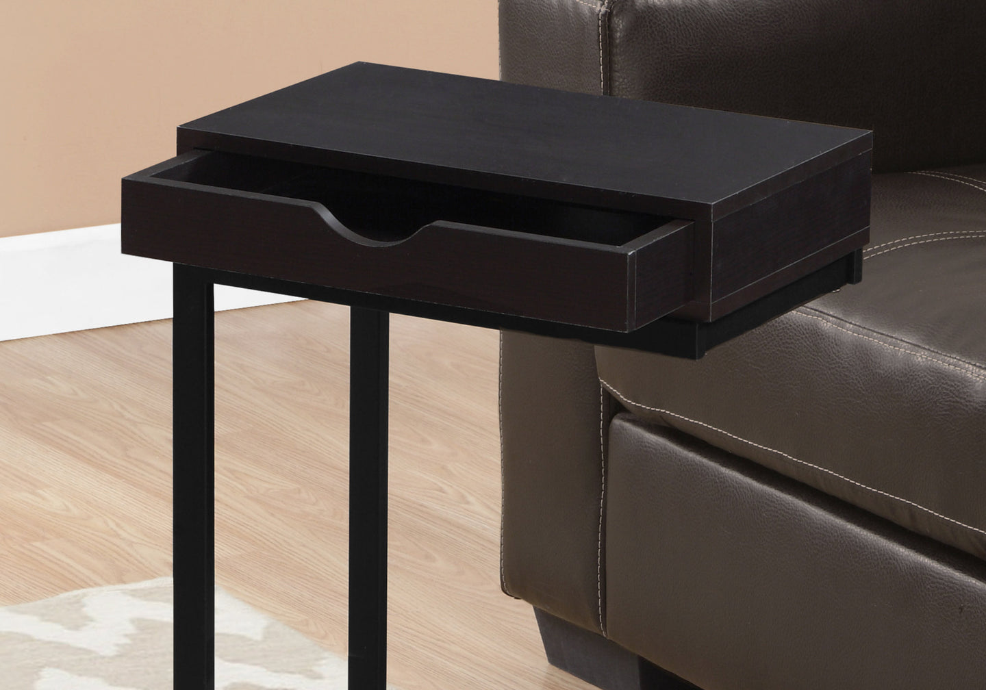 I 3069 Accent Table - Espresso / Black Metal With A Drawer - Furniture Depot (7881108586744)