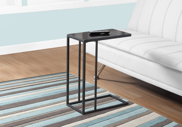 I 3087 Accent Table - Black Metal / Black Tempered Glass - Furniture Depot (7881108914424)