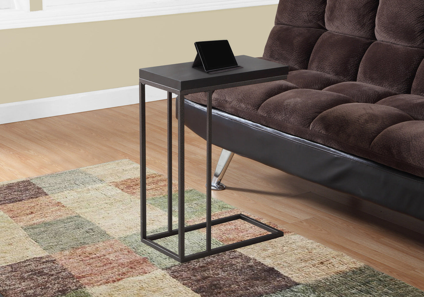 I 3088 Accent Table - Espresso / Bronze Metal - Furniture Depot (7881109045496)