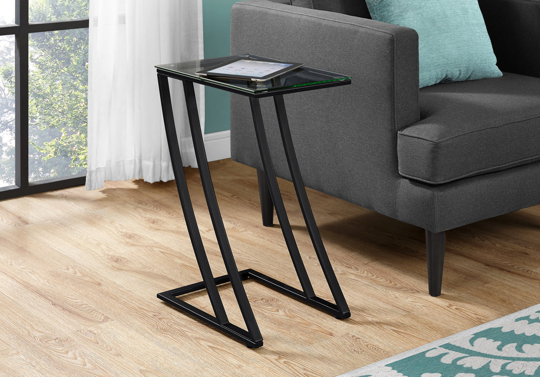 I 3089 Accent Table - Black Metal With Tempered Glass - Furniture Depot (7881109111032)