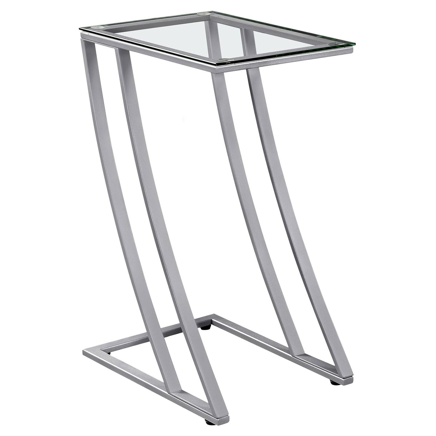 I 3090 Accent Table - Silver Metal With Tempered Glass - Furniture Depot (7881109242104)