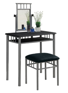 I 3092 Vanity Set - 2pcs Set / Black / Silver Metal - Furniture Depot (7881109373176)