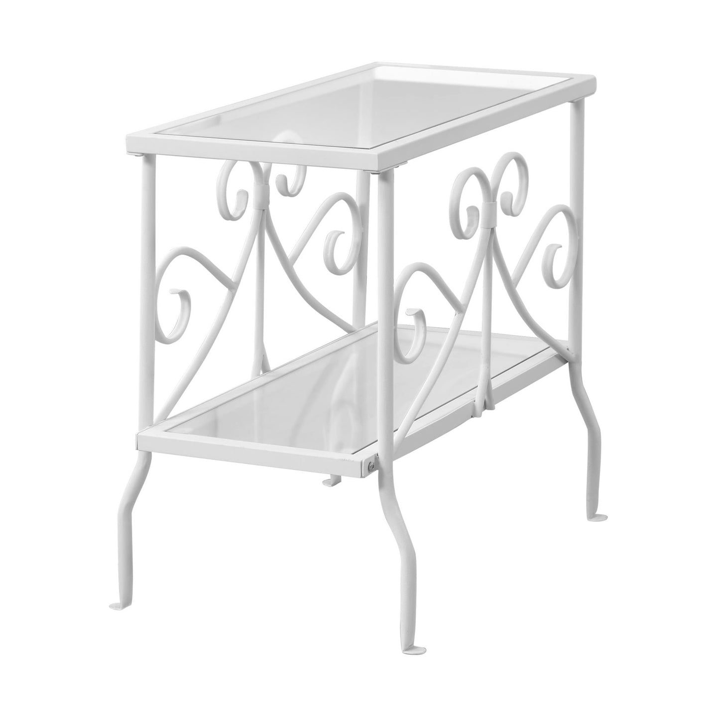 I 3105 Accent Table - White Metal With Tempered Glass - Furniture Depot