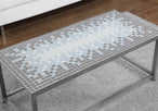 I 3140 Coffee Table - Grey / Blue Tile Top / Hammered Silver - Furniture Depot (7881110651128)