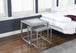 I 3141 Nesting Table - 2pcs Set / Grey / Blue Tile Top / Silver - Furniture Depot