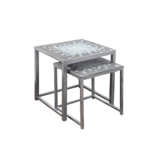 Load image into Gallery viewer, I 3141 Nesting Table - 2pcs Set / Grey / Blue Tile Top / Silver - Furniture Depot
