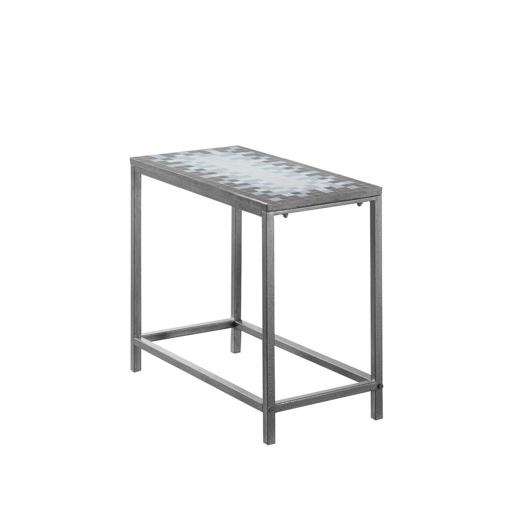 I 3143 Accent Table - Grey / Blue Tile Top / Hammered Silver - Furniture Depot (7881110716664)