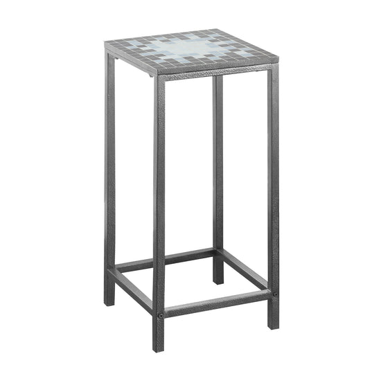 I 3145 Accent Table - Grey / Blue Tile Top / Hammered Silver - Furniture Depot (7881110782200)