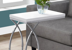I 3184 Accent Table - Glossy White With Chrome Metal - Furniture Depot (7881111339256)