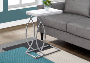 I 3184 Accent Table - Glossy White With Chrome Metal - Furniture Depot (7881111339256)