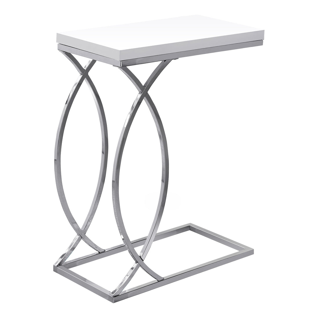 I 3184 Accent Table - Glossy White With Chrome Metal - Furniture Depot (7881111339256)