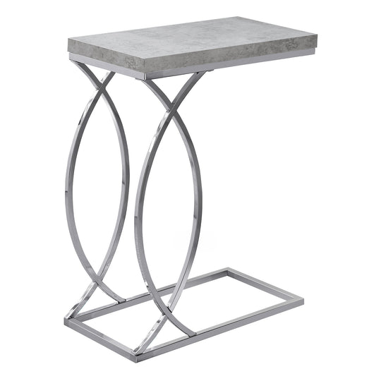 I 3185 Accent Table - Grey Cement With Chrome Metal - Furniture Depot (7881111404792)